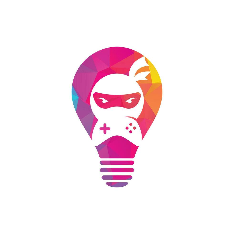 Ninja spel lamp vorm concept logo ontwerp. Ninja gaming logo afbeeldingen voorraad vectoren. Ninja gamepad logo ontwerp icoon vector