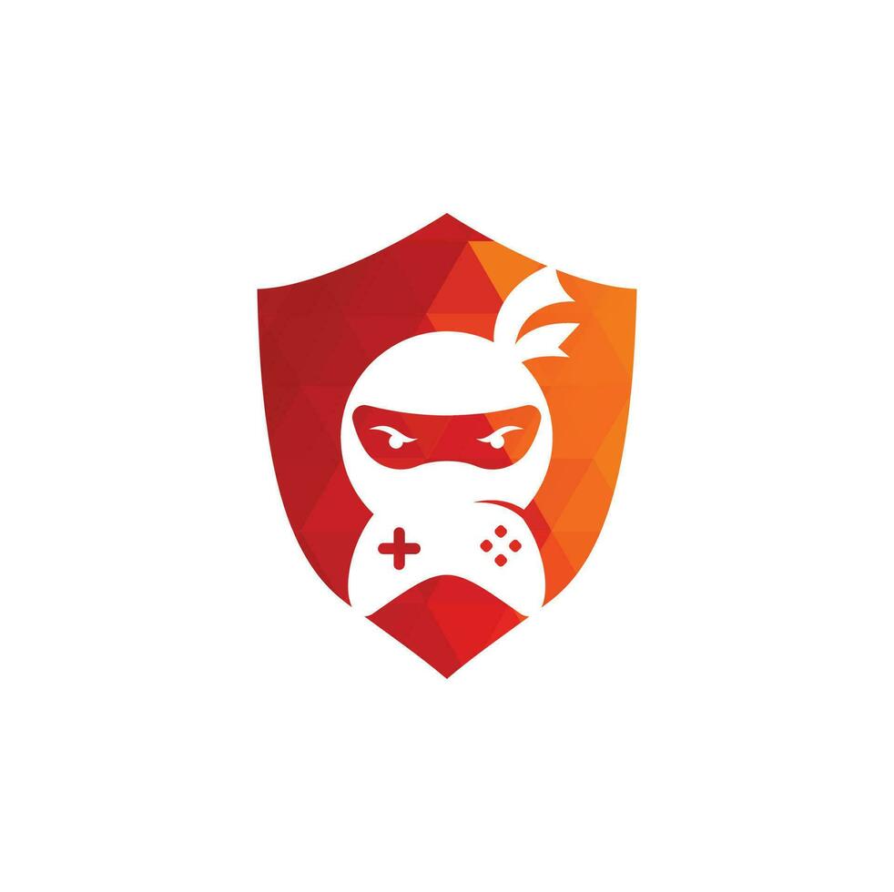 Ninja spel logo ontwerp. Ninja gaming logo afbeeldingen voorraad vectoren. Ninja gamepad logo ontwerp icoon vector