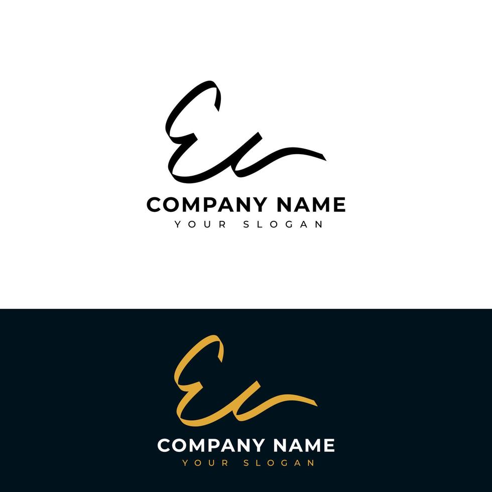 ec eerste handtekening logo vector ontwerp