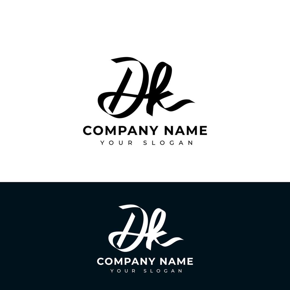 dk eerste handtekening logo vector ontwerp