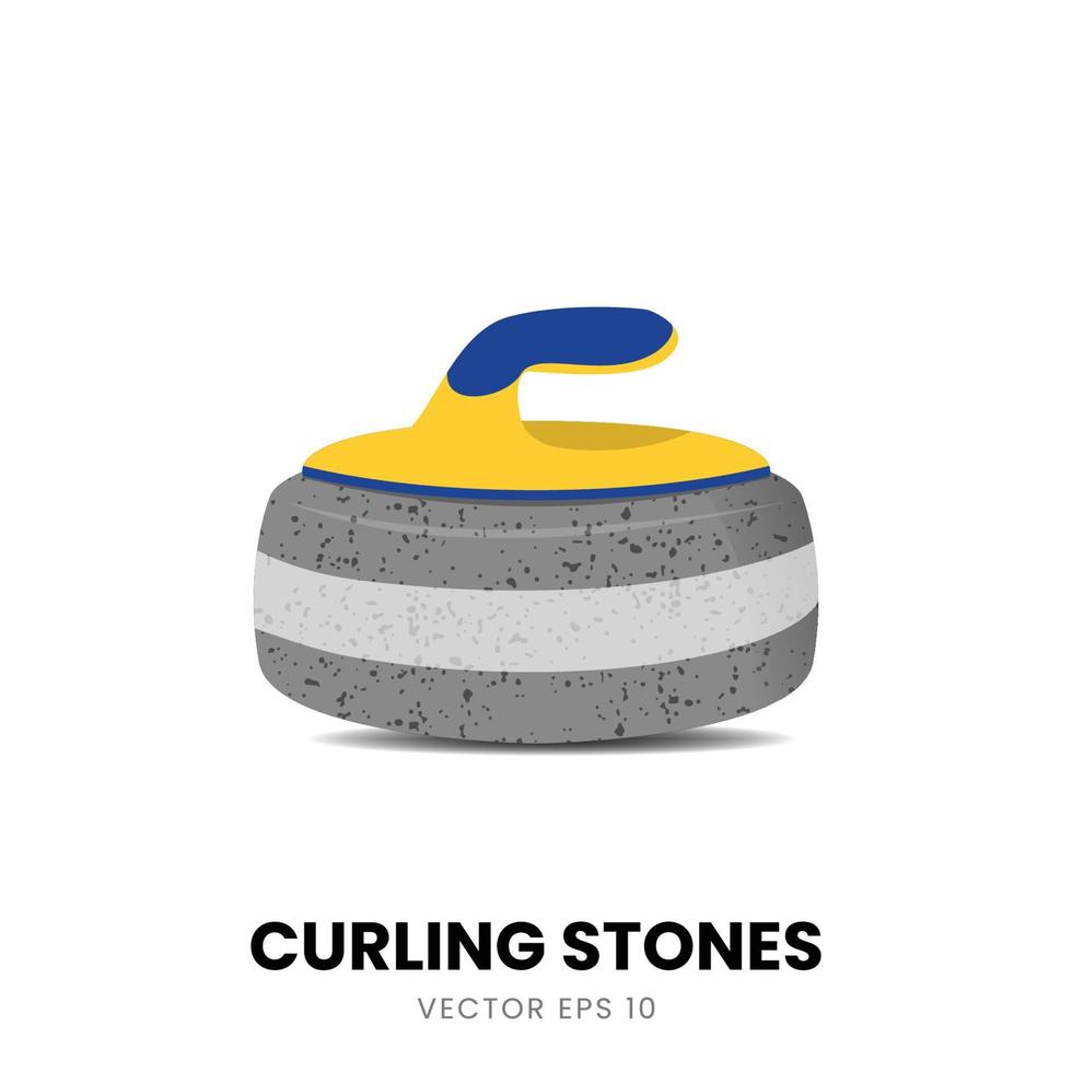 elementen verzameling voor geel en blauw kleur curling stenen spel. sport- ijs baan, vlak vector icoon illustratie.