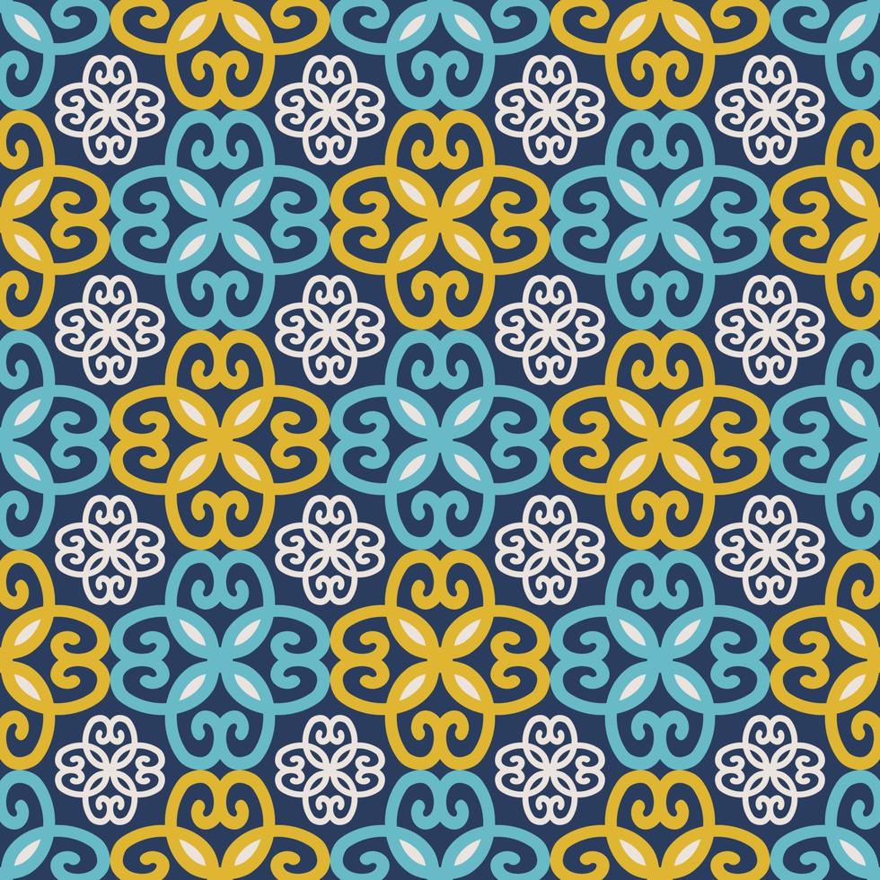 etnisch kleurrijk bloemen patroon. kleurrijk geel blauw etnisch bloem tekening vorm naadloos patroon achtergrond. gebruik voor kleding stof, textiel, interieur decoratie elementen, bekleding, inpakken. vector