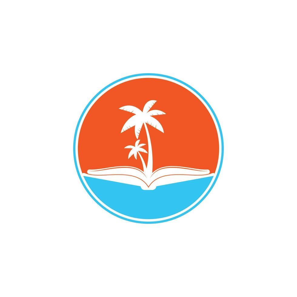 boek en palm boom logo ontwerp sjabloon. boek met palm boom logo ontwerp symbool vector sjabloon.