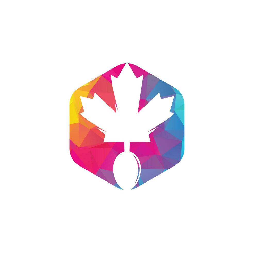 Canadees voedsel logo concept ontwerp. Canadees voedsel restaurant logo concept. esdoorn- blad en vork icoon vector