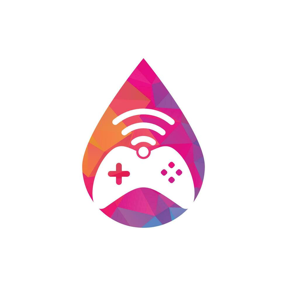 spel Wifi laten vallen vorm concept logo ontwerp sjabloon vector. bedieningshendel en Wifi logo combinatie. gamepad en signaal symbool of icoon vector