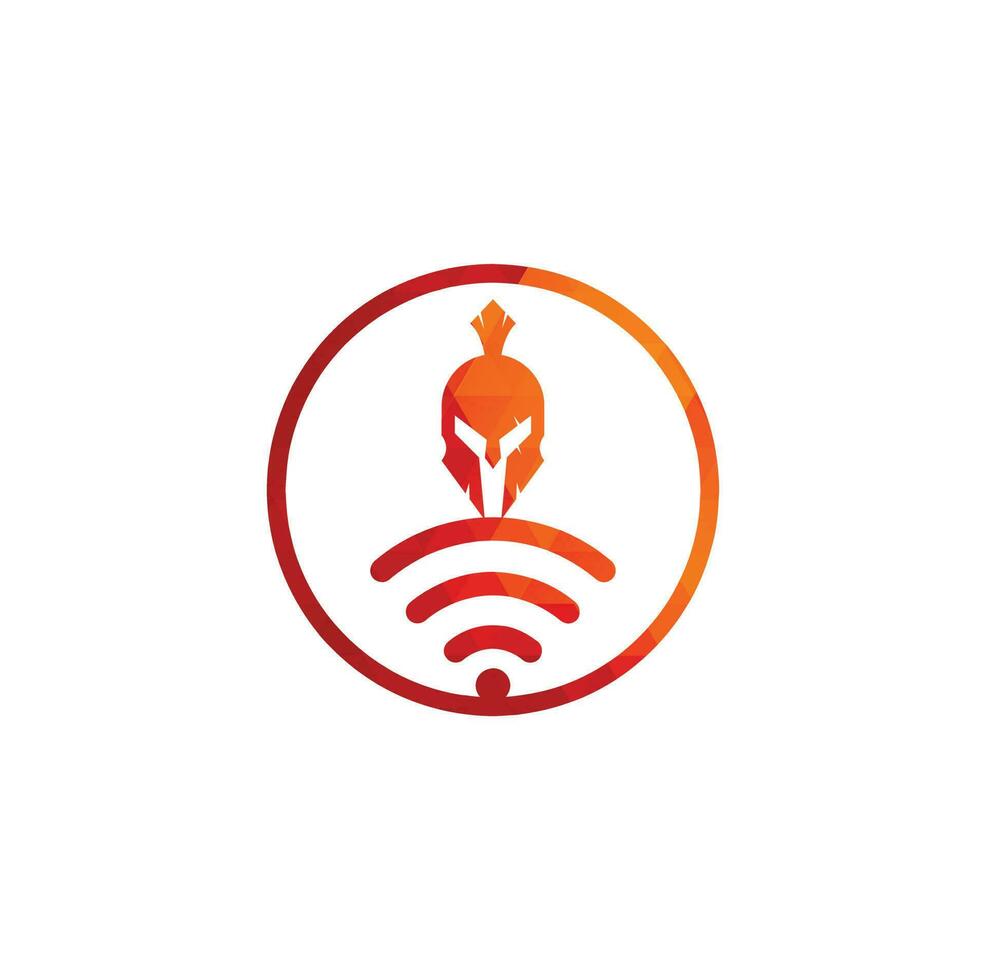 spartaans en Wifi logo combinatie. helm en signaal symbool of icoon. vector