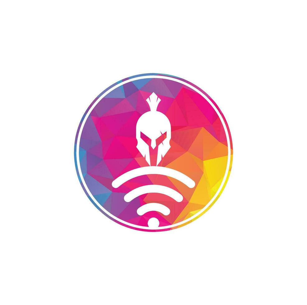 spartaans en Wifi logo combinatie. helm en signaal symbool of icoon. vector