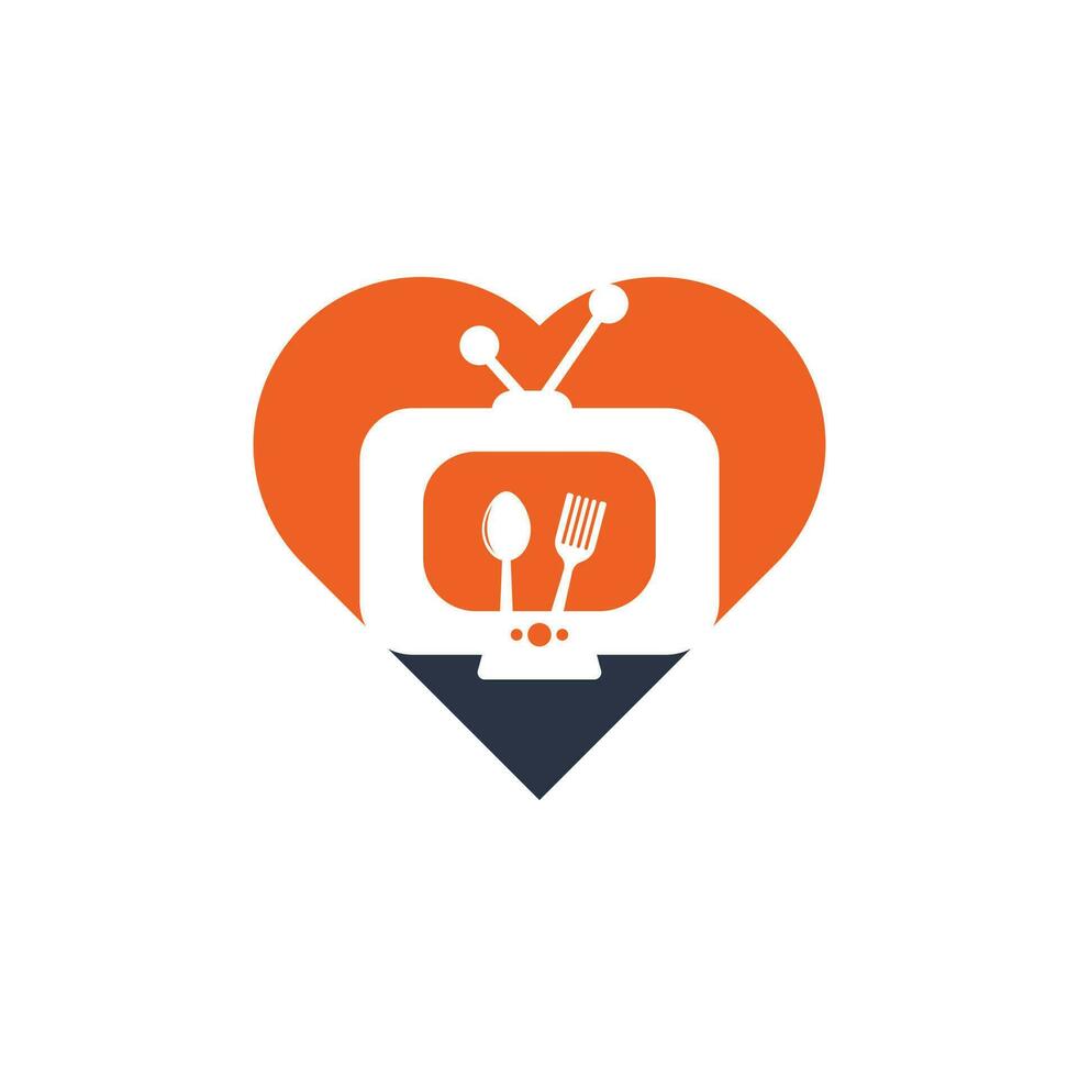 voedsel kanaal hart vorm logo sjabloon ontwerp vector. koken kanaal TV logo ontwerp sjabloon inspiratie vector