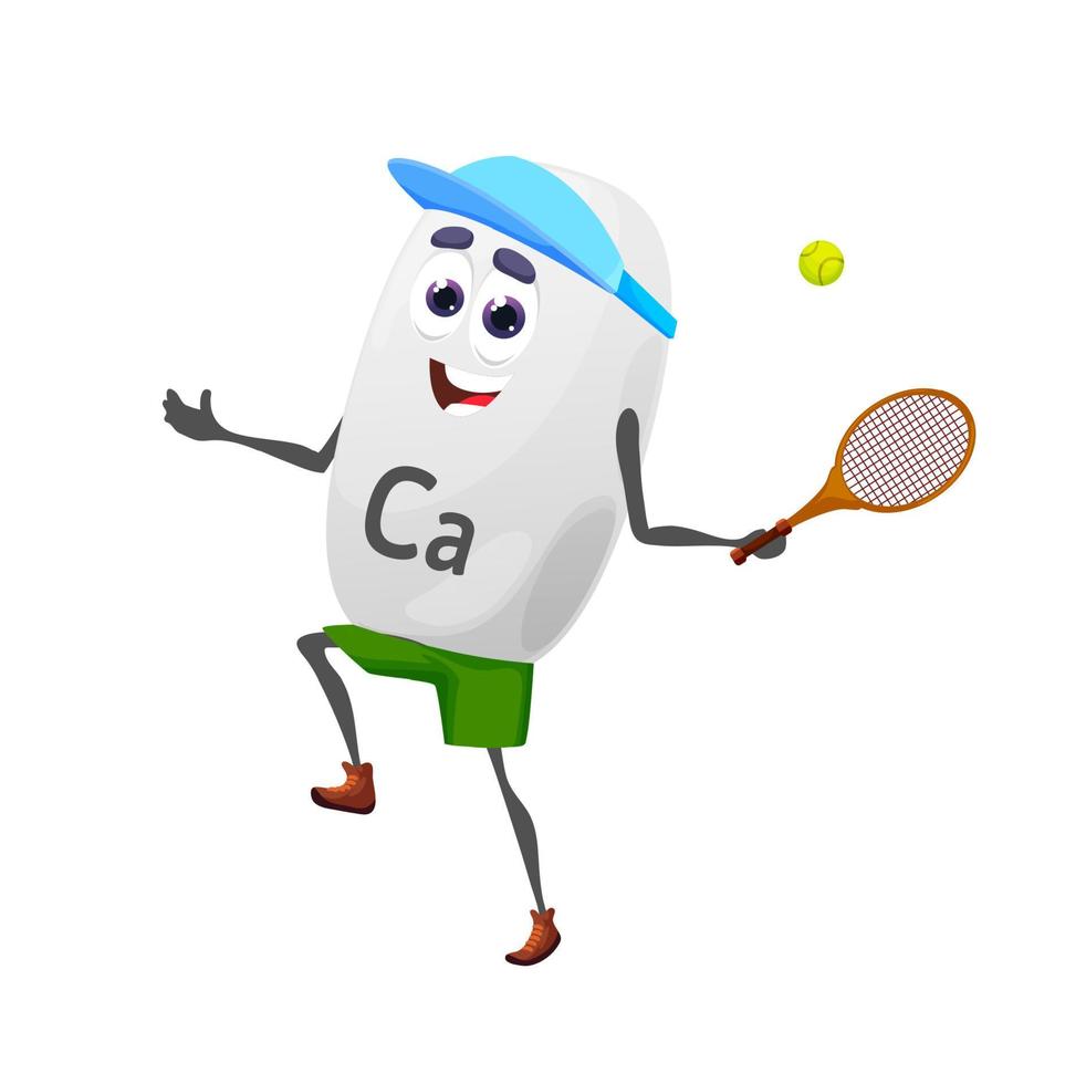 tekenfilm tennis speler calcium karakter vector