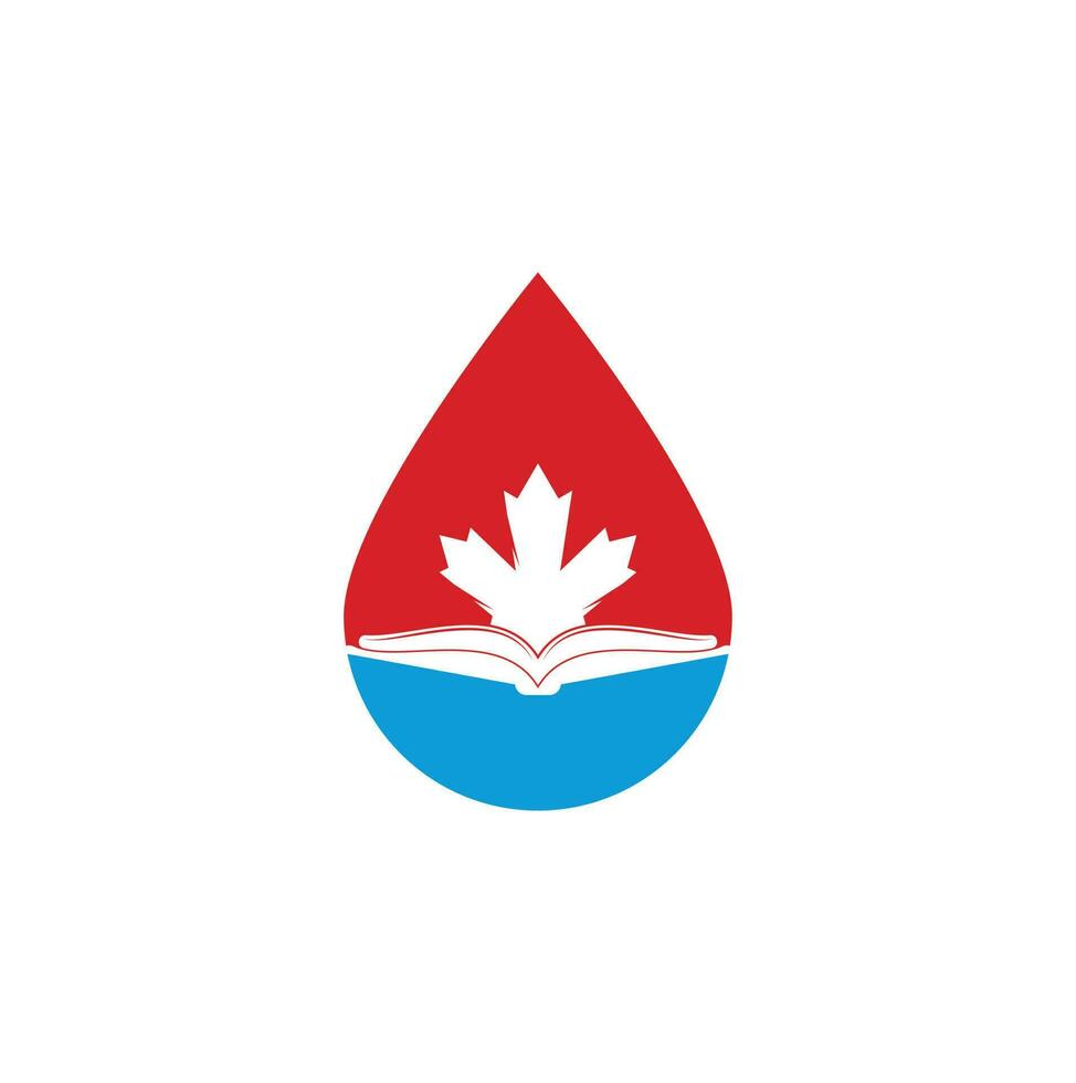 Canadees onderwijs laten vallen vorm concept logo ontwerp. studie Canada logo ontwerp. boek logo ontwerp. esdoorn- boek vector