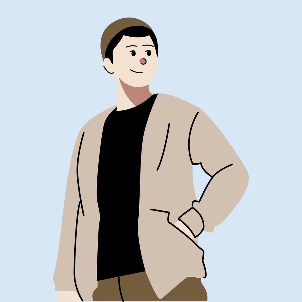 jong moslim Mens slijtage jasje en pet illustratie vector