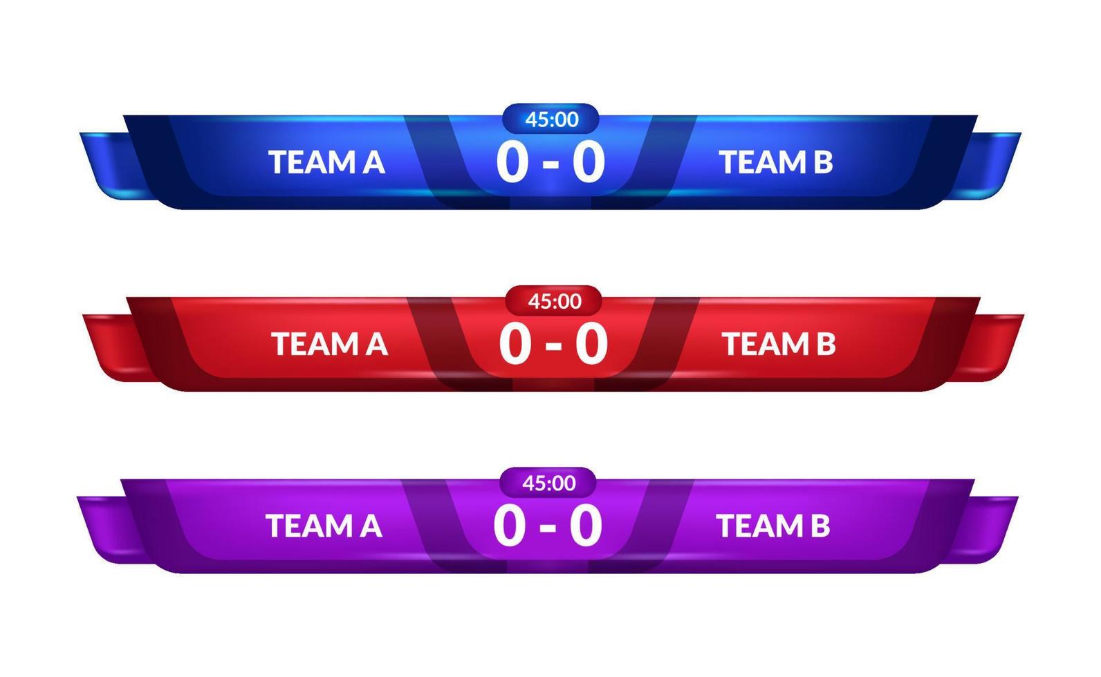 scorebord versus team een vs team b voor sport lager derde met tijd en resultaat duel strijd vector