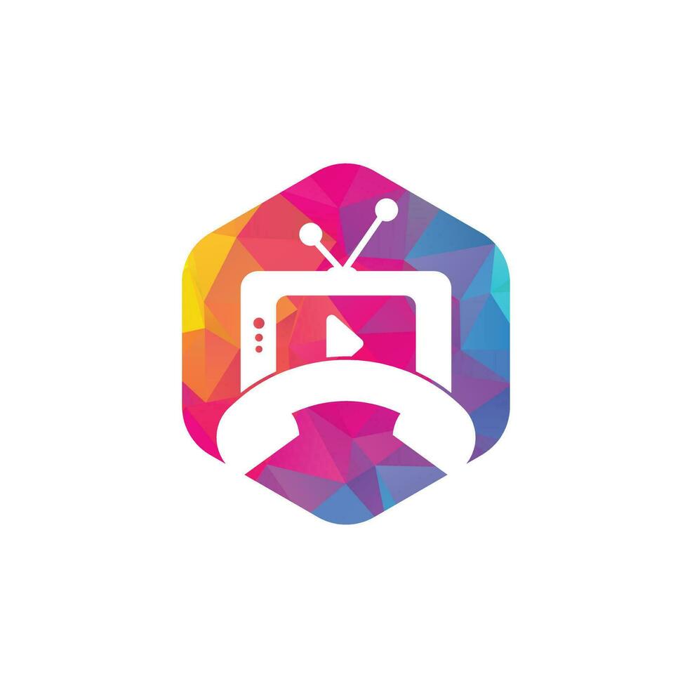 televisie telefoon telefoontje logo sjabloon ontwerp. telefoontje TV logo ontwerp icoon. vector