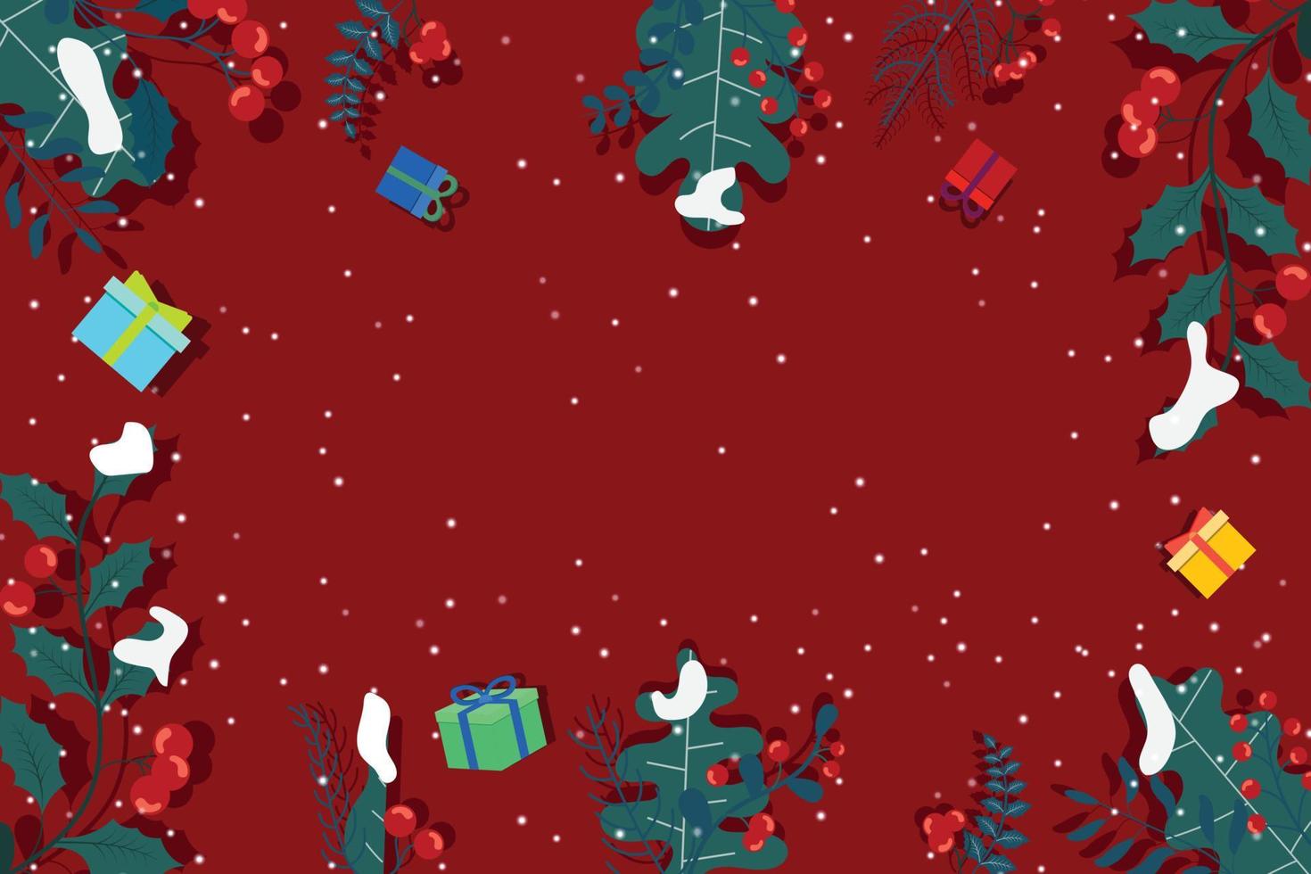 Kerstmis achtergrond met decoraties en geschenken. vector illustratie.