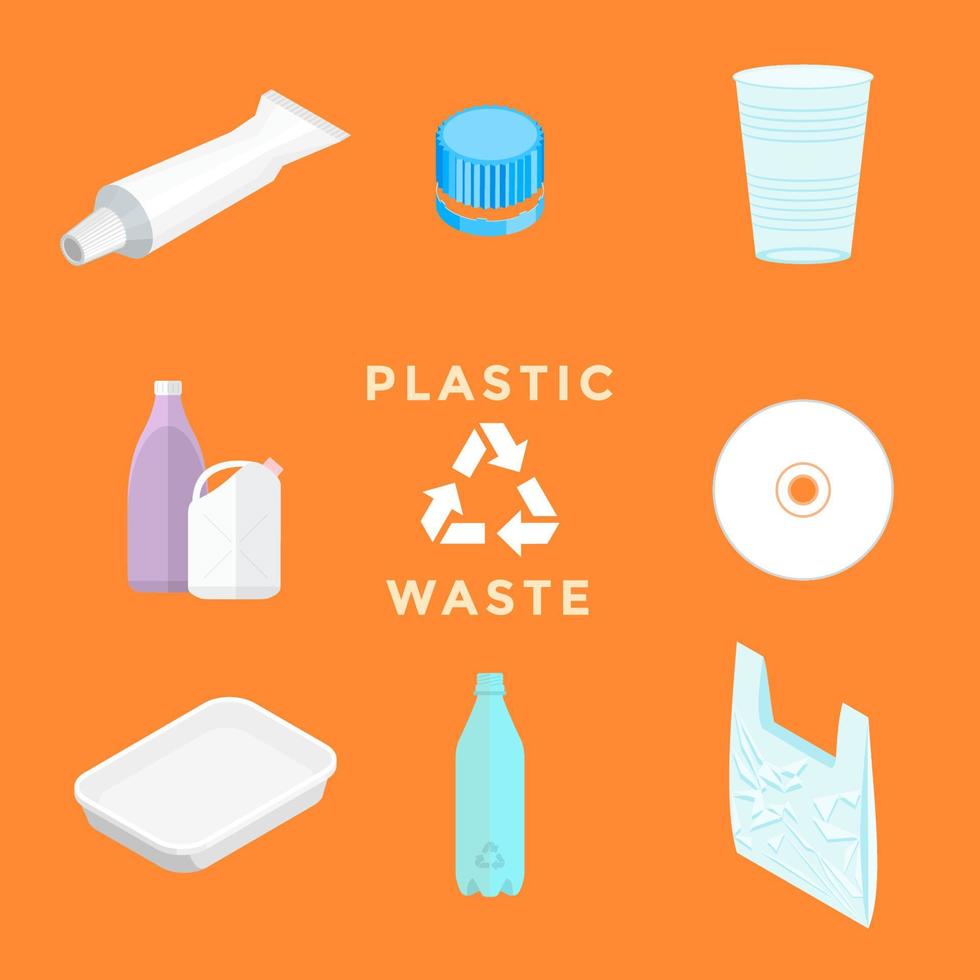 recycle plastic verspilling beheer reeks vector