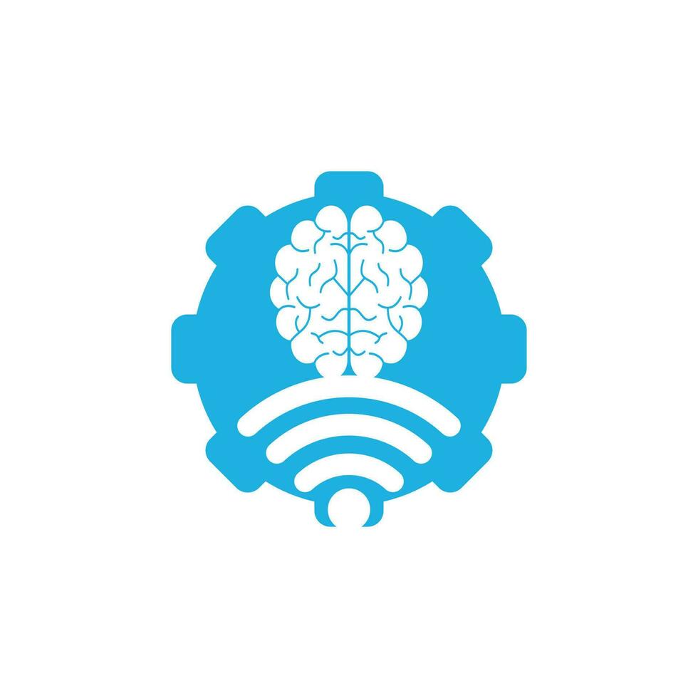 hersenen en Wifi uitrusting vorm concept logo ontwerp. opleiding, technologie en bedrijf achtergrond. Wifi hersenen logo icoon vector