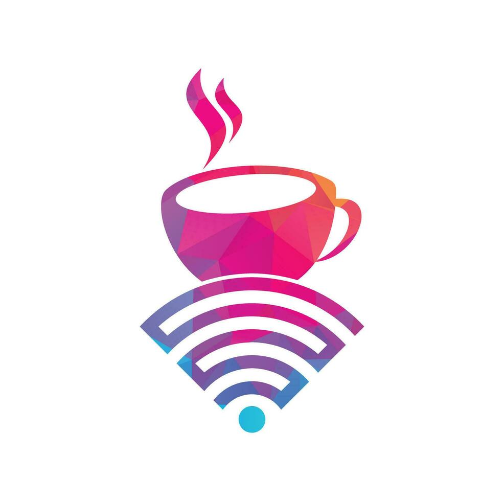 koffie kop met Wifi vector icoon logo. creatief logo ontwerp sjabloon voor cafe of restaurant.