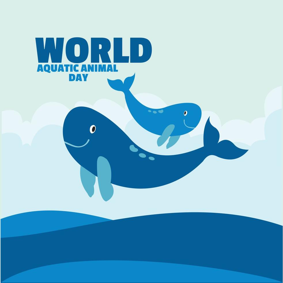 Gefeliciteerd Aan wereld aquatisch dieren dag gemakkelijk en elegant vector ontwerp