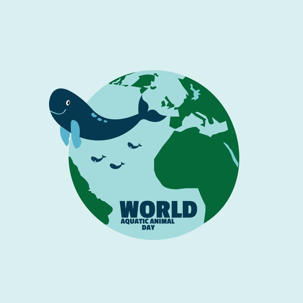 Gefeliciteerd Aan wereld aquatisch dieren dag gemakkelijk en elegant vector ontwerp