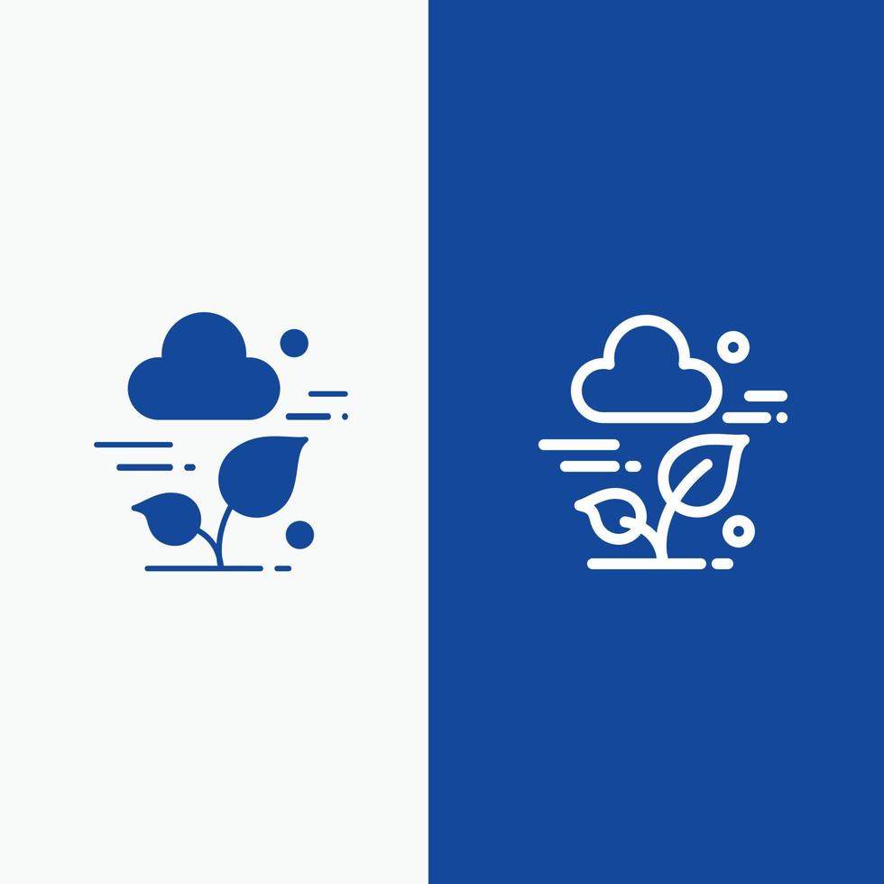 fabriek wolk blad technologie lijn en glyph solide icoon blauw banier lijn en glyph solide icoon blauw verbod vector