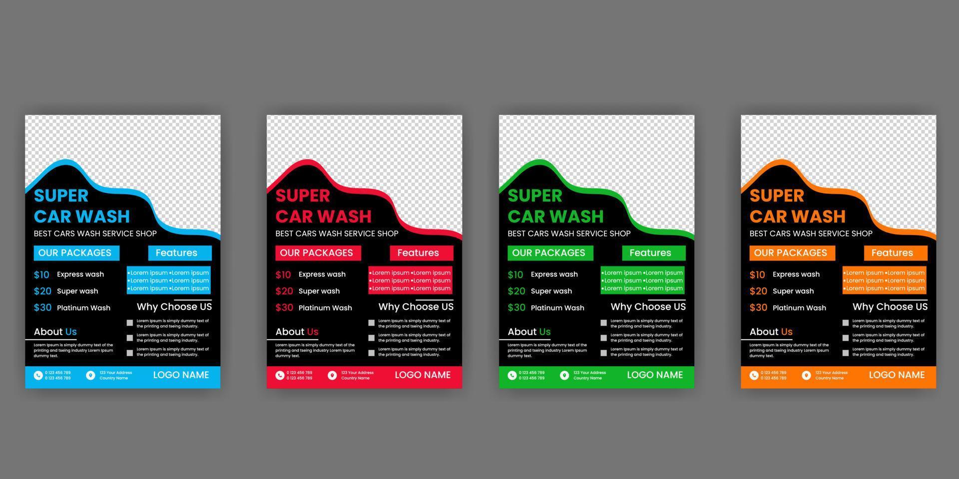 modern auto wassen auto detaillering en verhuur folder vrij downloaden vector
