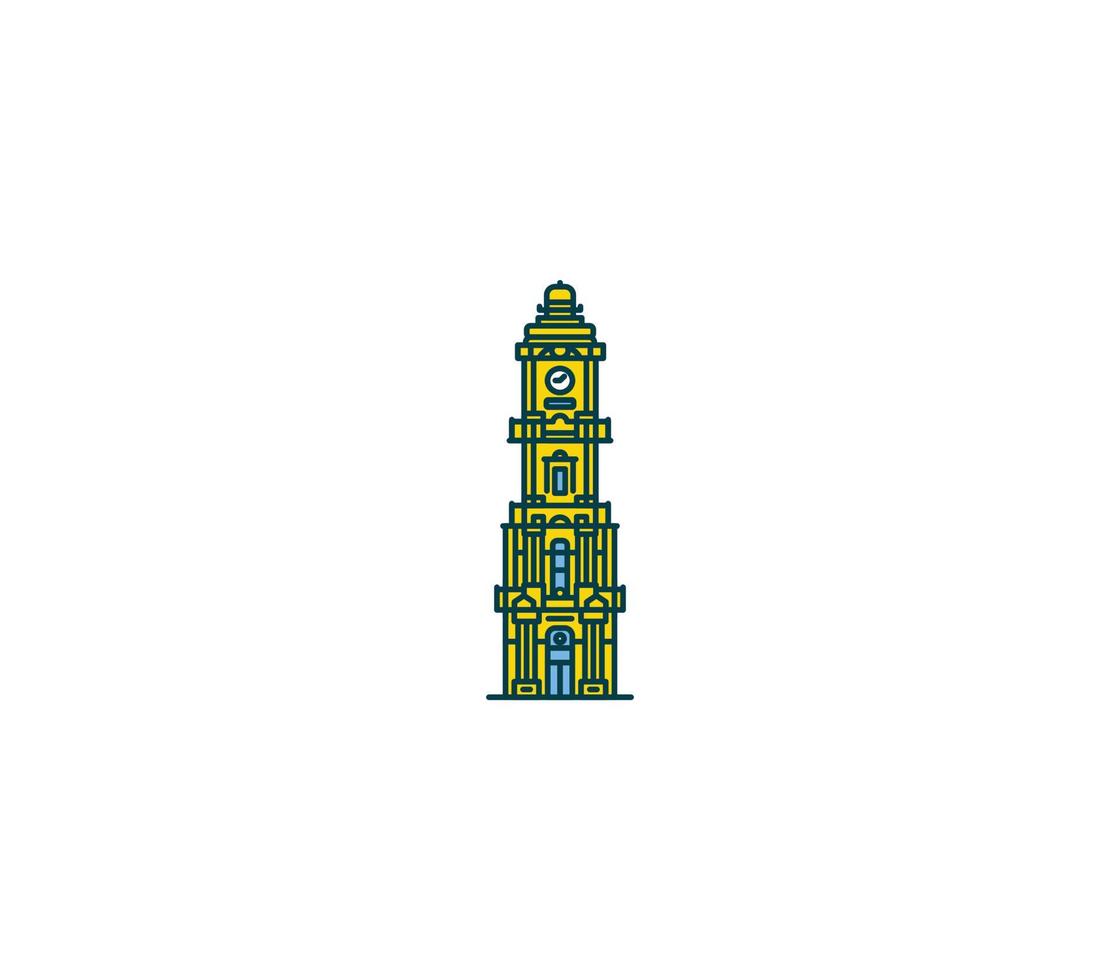 dolmabahce klok toren symbool en stad mijlpaal toerist attractie illustratie. vector