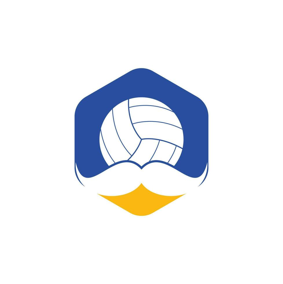 sterk volleybal vector logo ontwerp. snor en volley bal vector icoon ontwerp.