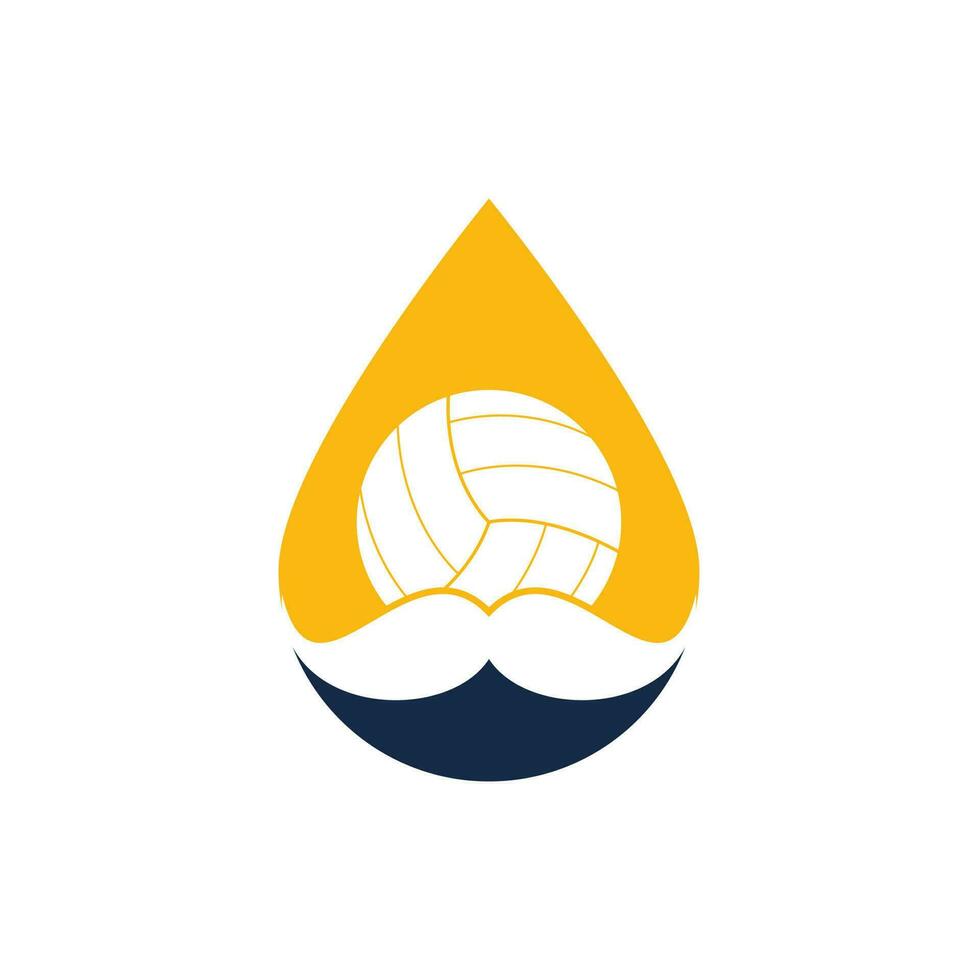 sterk volleybal vector logo ontwerp. snor en volley bal laten vallen icoon ontwerp