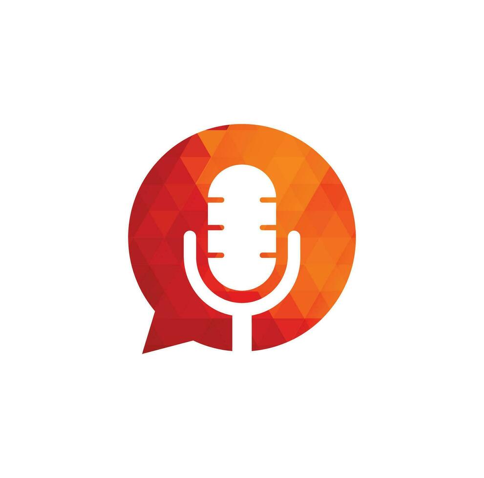 podcast talk vector logo ontwerp. chat-logo-ontwerp gecombineerd met podcast-microfoon.