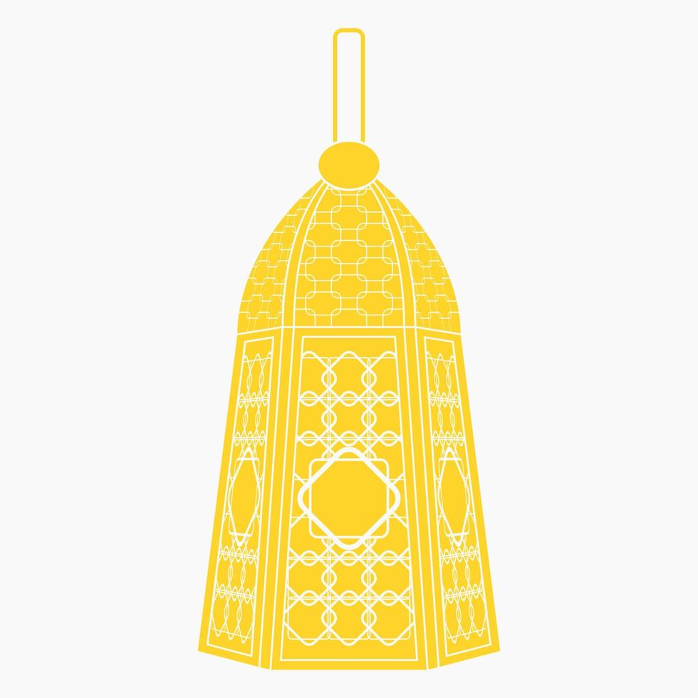 bewerkbare geïsoleerd hangende geel gevormde Arabisch lamp vector illustratie in vlak monochroom stijl voor Islamitisch af en toe thema doeleinden zo net zo Ramadan en eid ook Arabisch cultuur ontwerp behoeften
