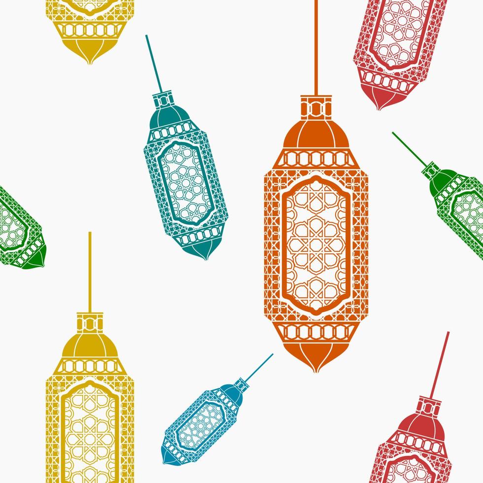 bewerkbare vlak stijl hangende Arabisch lampen vector illustratie met divers kleuren net zo naadloos patroon voor creëren achtergrond van Islamitisch af en toe thema zo net zo Ramadan en eid of Arabisch cultuur