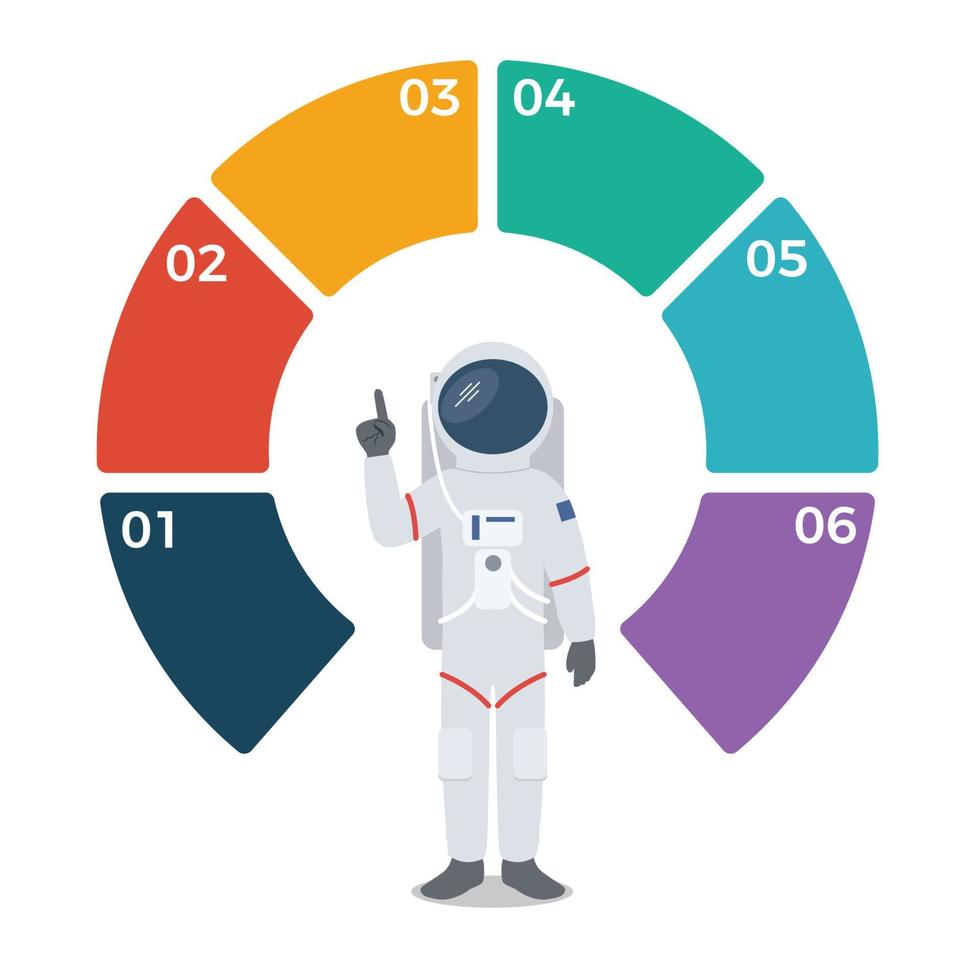 astronaut met blanco cirkel infographic sjabloon vector