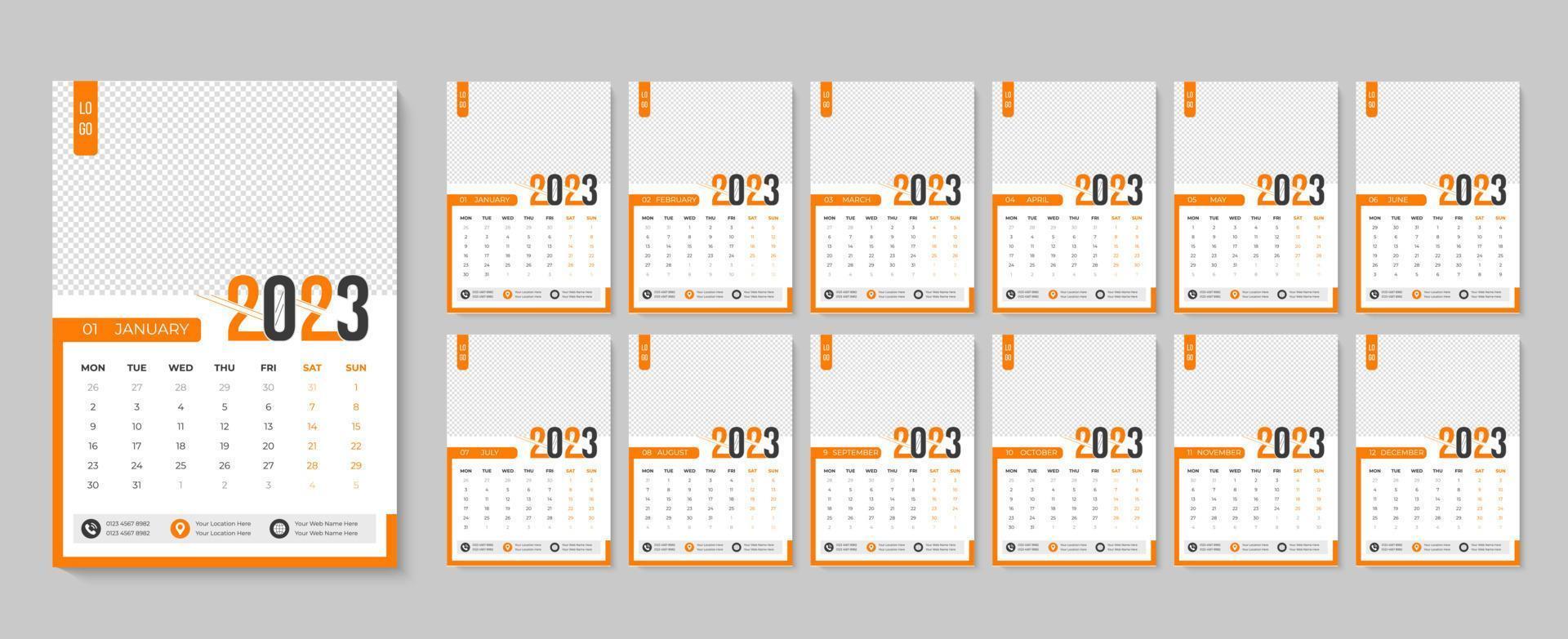 gelukkig nieuw jaar 2023 kalender ontwerp pro downloaden vector