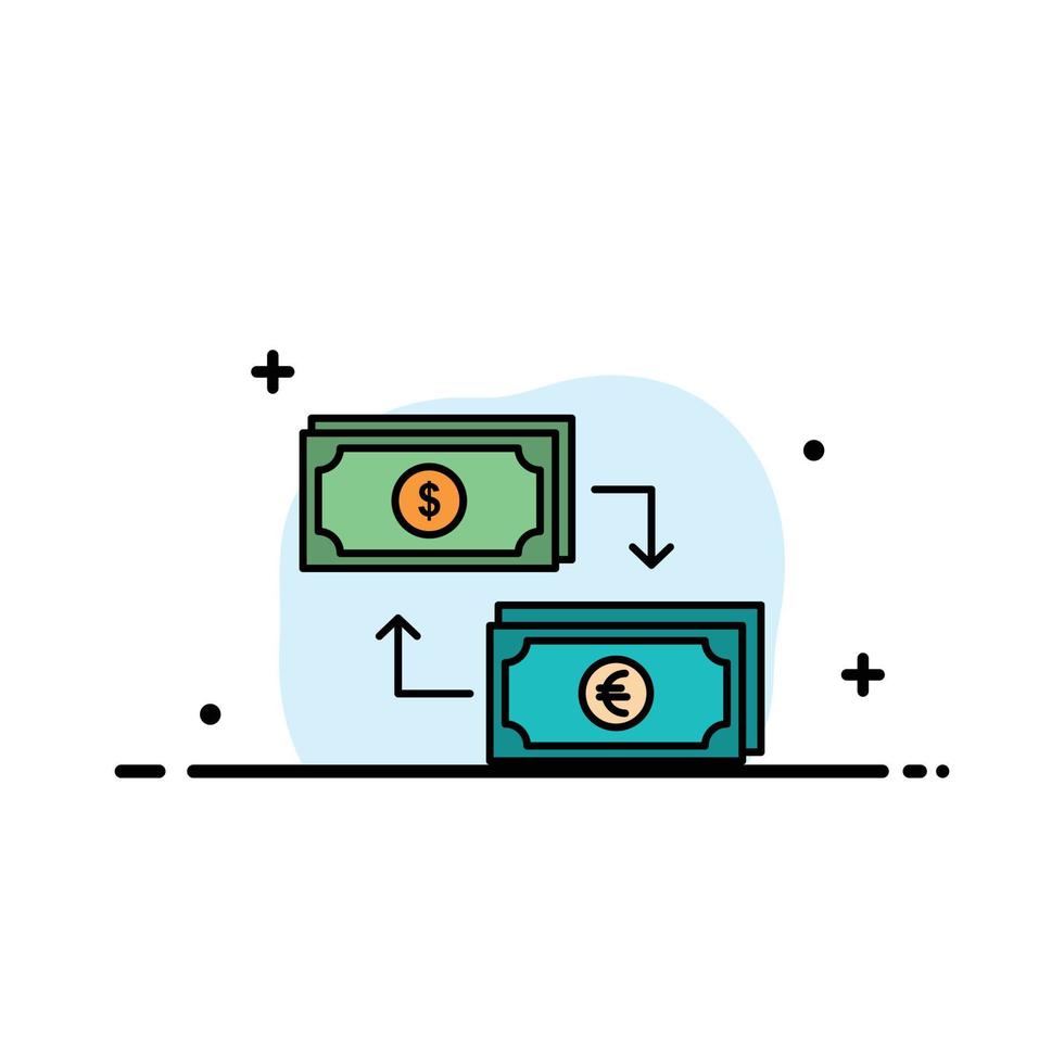 uitwisseling bedrijf dollar euro financiën financieel geld bedrijf vlak lijn gevulde icoon vector banier