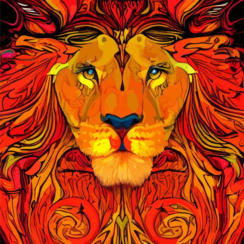 leeuw hoofd digitaal verf kunst illustratie vector