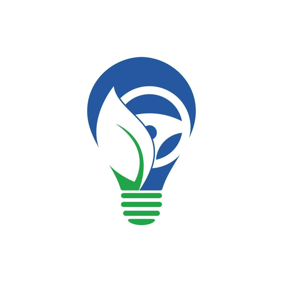 eco stuurinrichting wiel lamp vorm vector logo ontwerp. stuurinrichting wiel en eco symbool of icoon