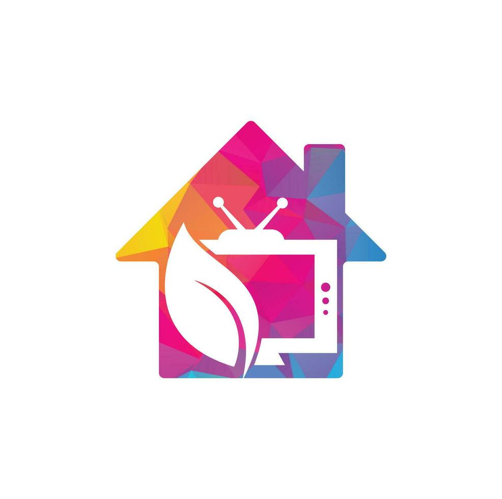 natuur TV huis vorm concept vector logo sjabloon. agrarisch uitzending TV logo