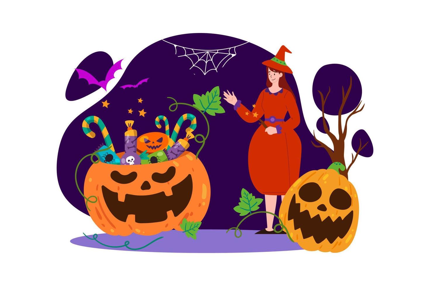 halloween illustratie concept. vlakke afbeelding geïsoleerd op een witte achtergrond vector