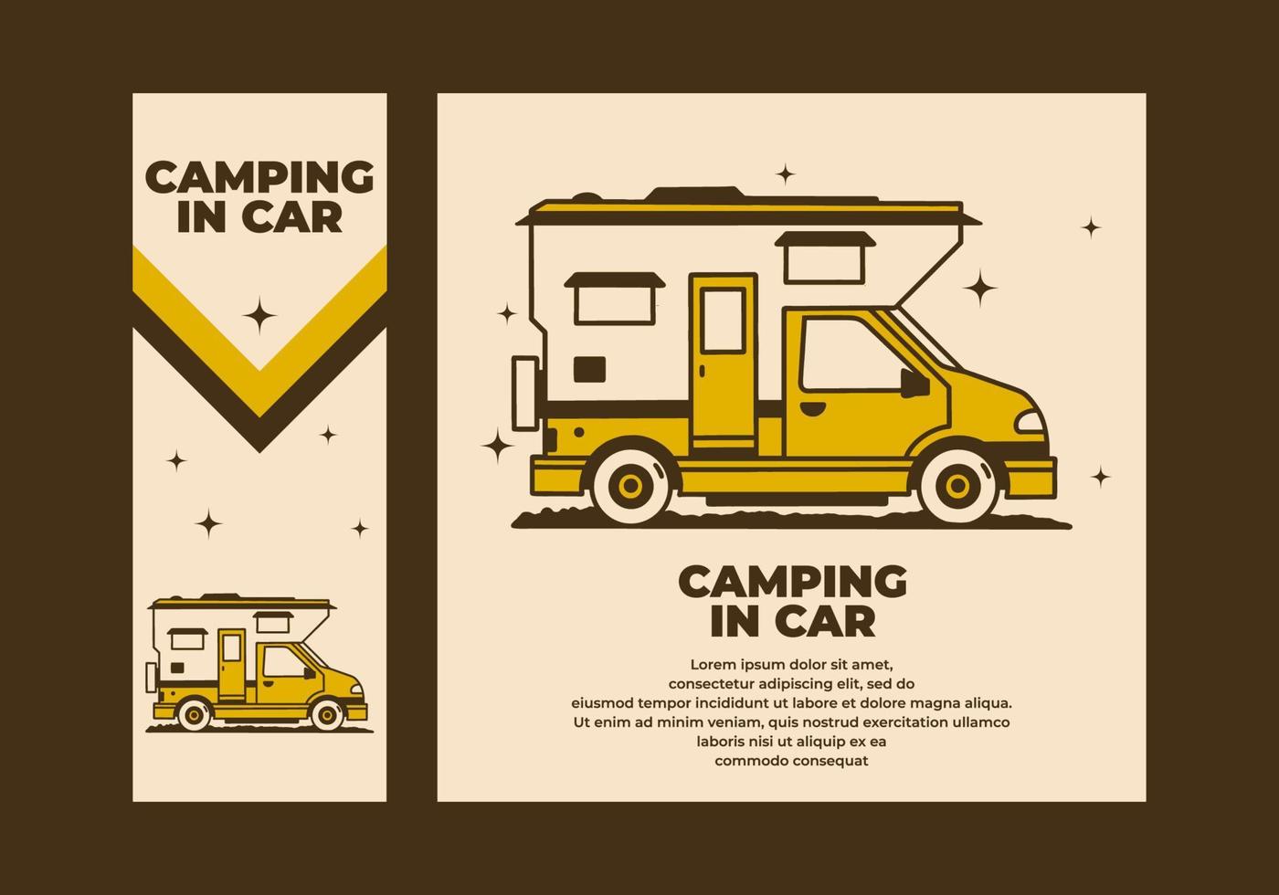 wijnoogst kunst illustratie van een camper busje vector