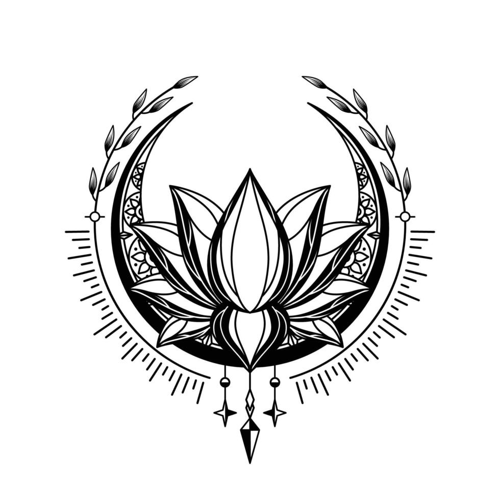 monochroom bloemen lotus logo ontwerp voor tatoeëren zakelijke of bedrijf vector