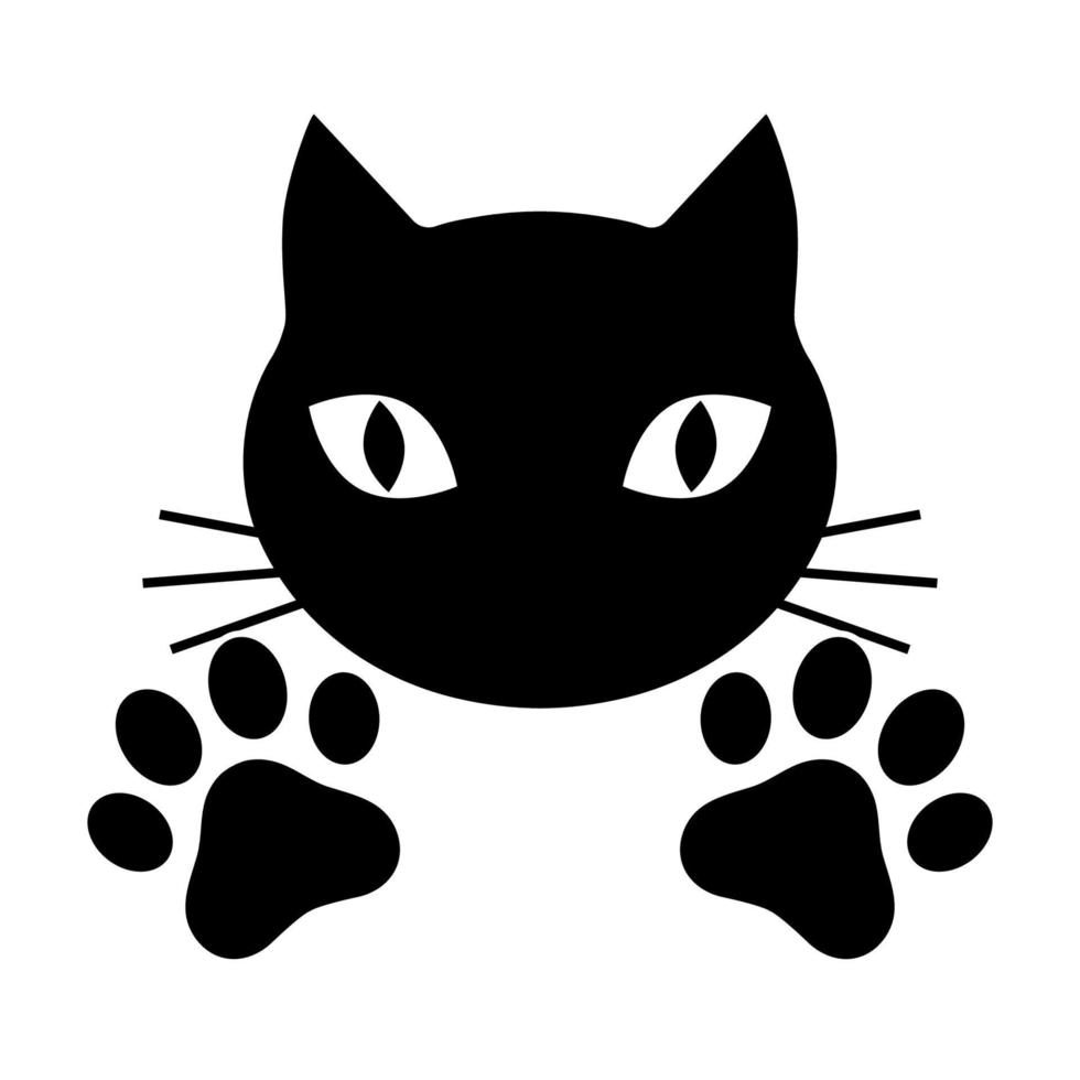 illustratie van de hoofd van een zwart kat met poten vector