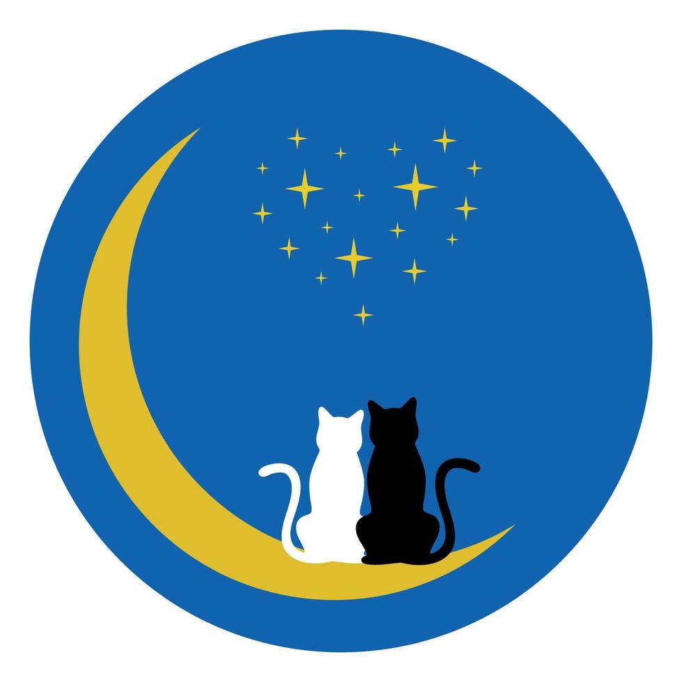 twee katten Aan de maan vector