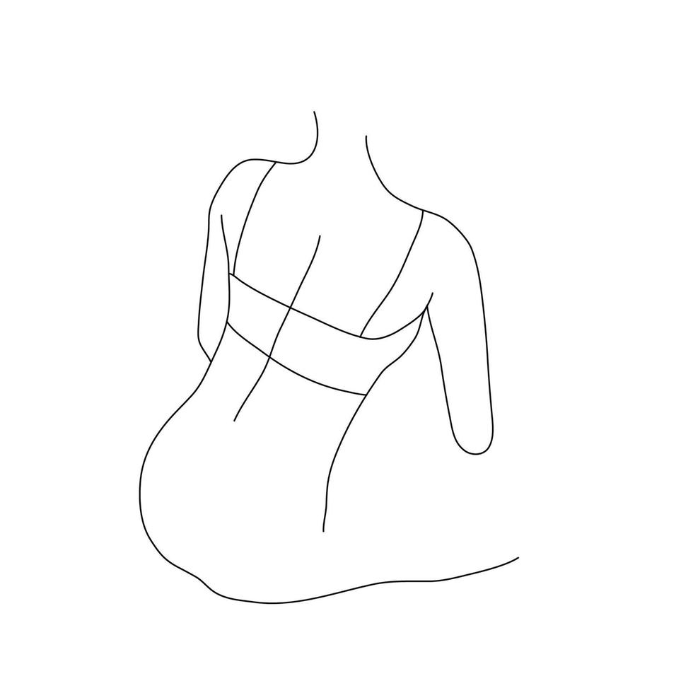 vector mooi Dames lichaam illustratie. minimalistische lineair vrouw figuur. abstract lingerie, bikini sensueel lijn kunst. lichaam positief