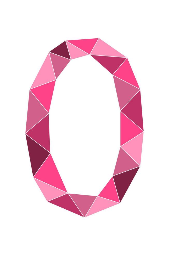 neon roze aantal 0 veelhoek stijl geïsoleerd Aan wit achtergrond. aan het leren nummers, serieel nummer, prijs, plaats vector