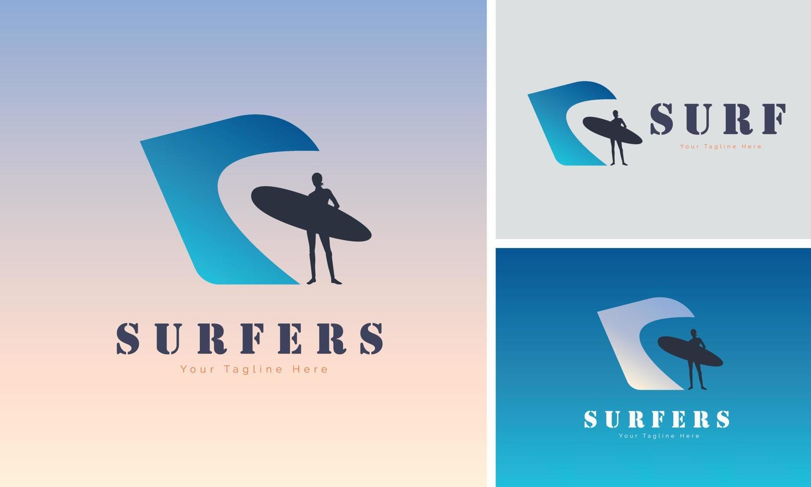 surfen surfers Golf logo ontwerp sjabloon voor merk of bedrijf en andere vector