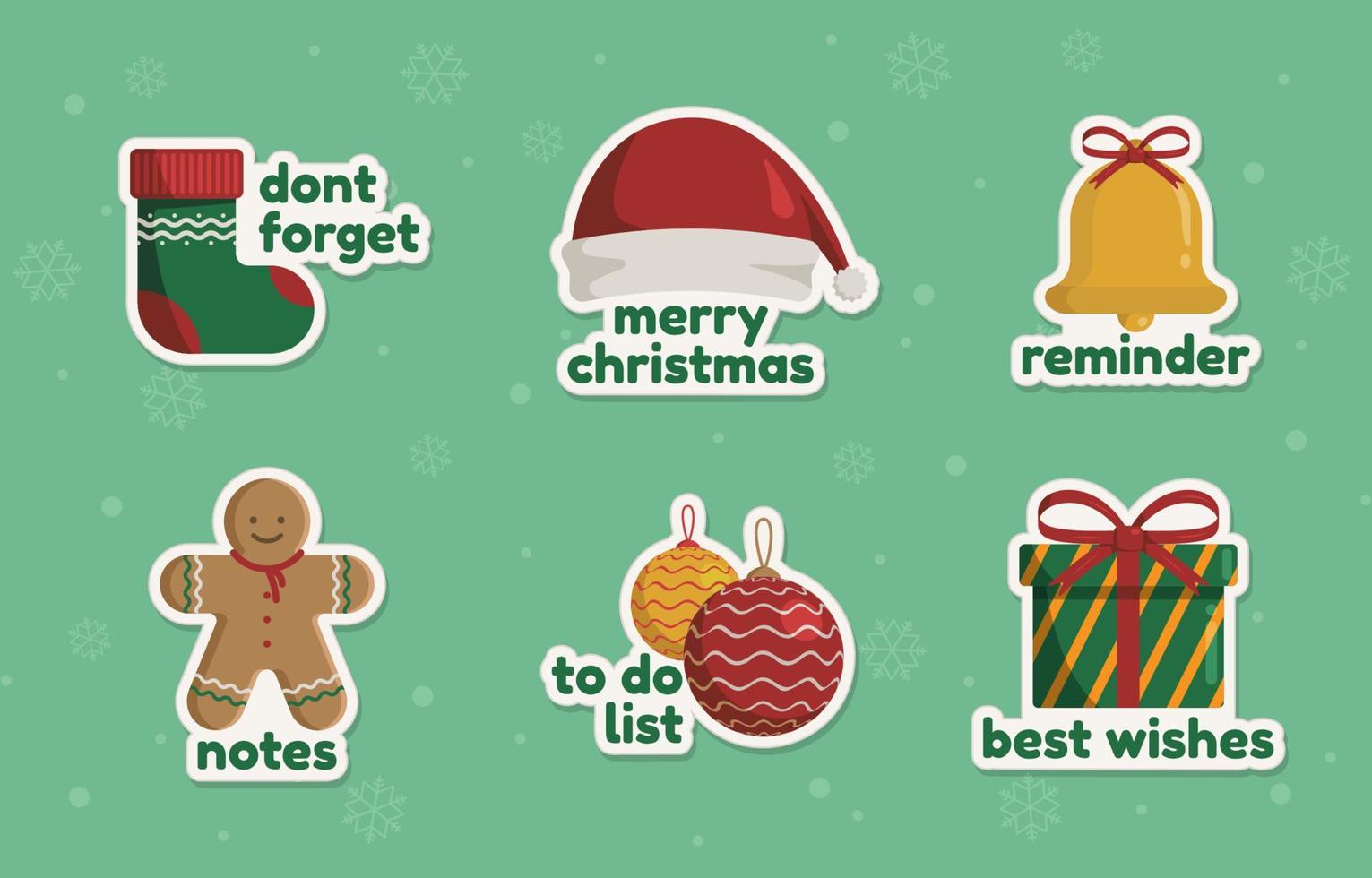 Kerstmis themed journaling stickers vector