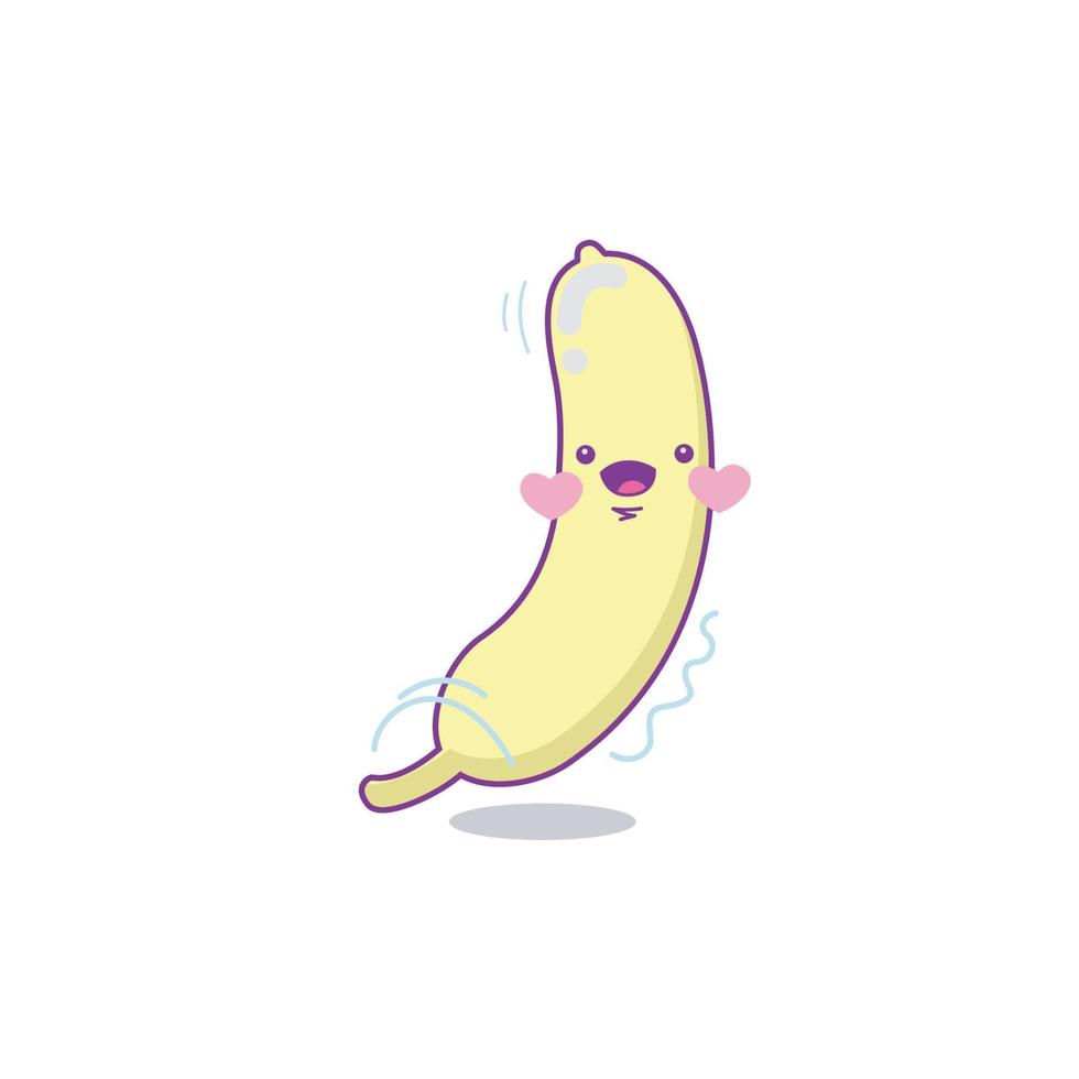 banaan fruit karakter schattig tekenfilm kawaii vector illustratie