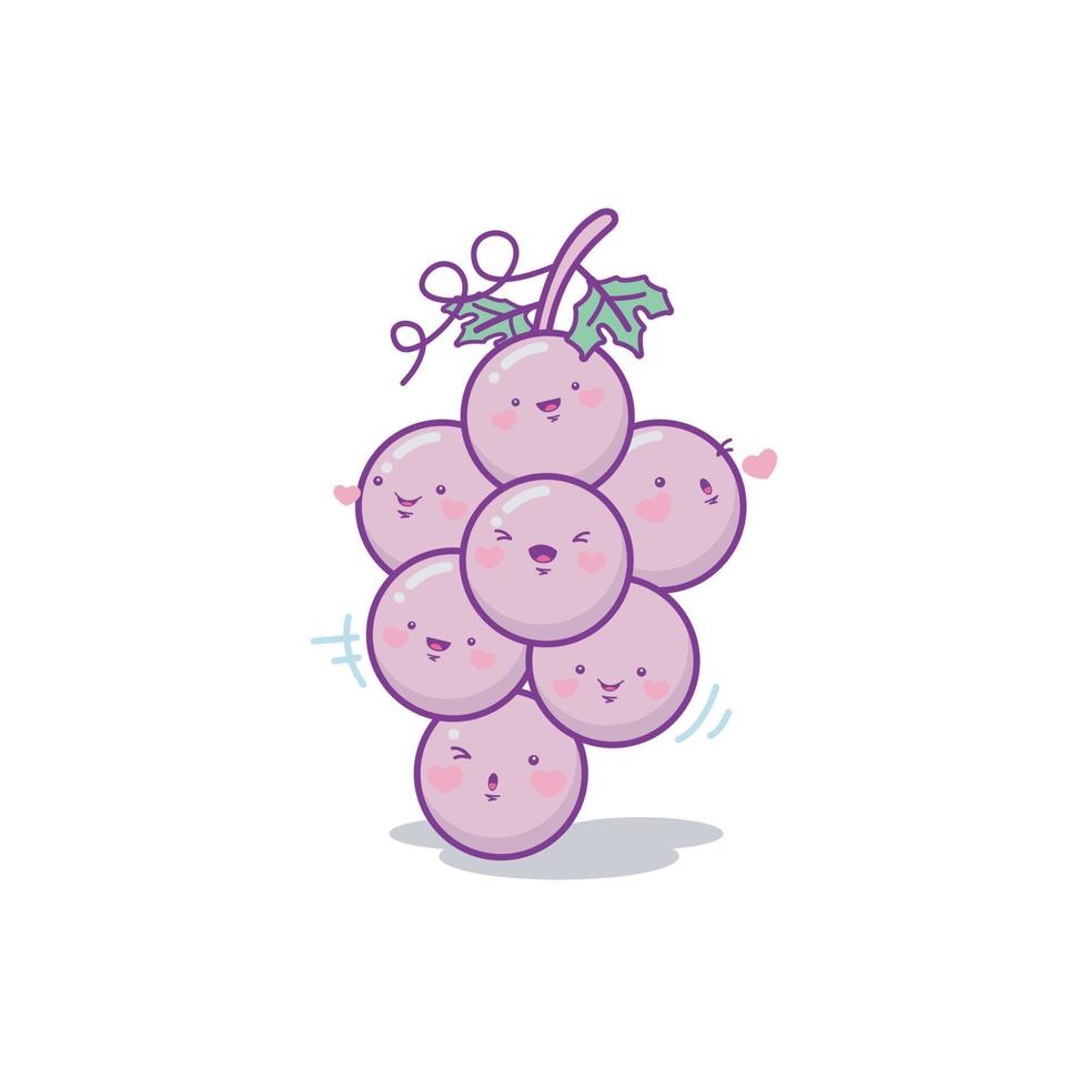 druiven karakter schattig tekenfilm kawaii vector illustratie