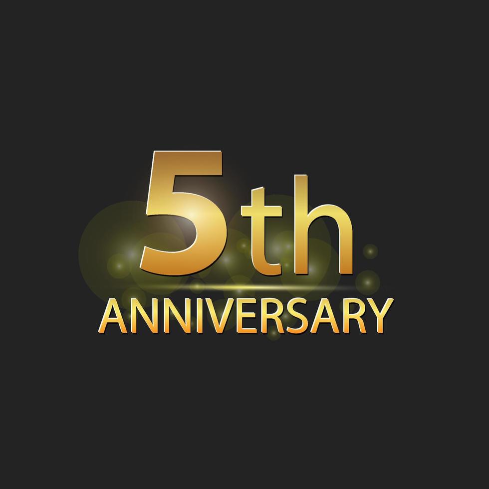 goud 5e jaar verjaardag viering elegant logo vector