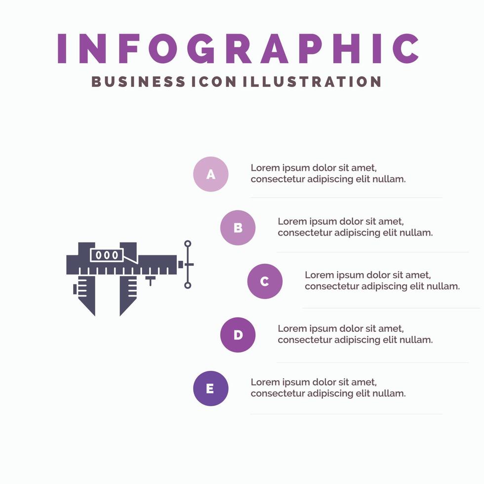 remklauwen meten micrometer reparatie schaal solide icoon infographics 5 stappen presentatie achtergrond vector